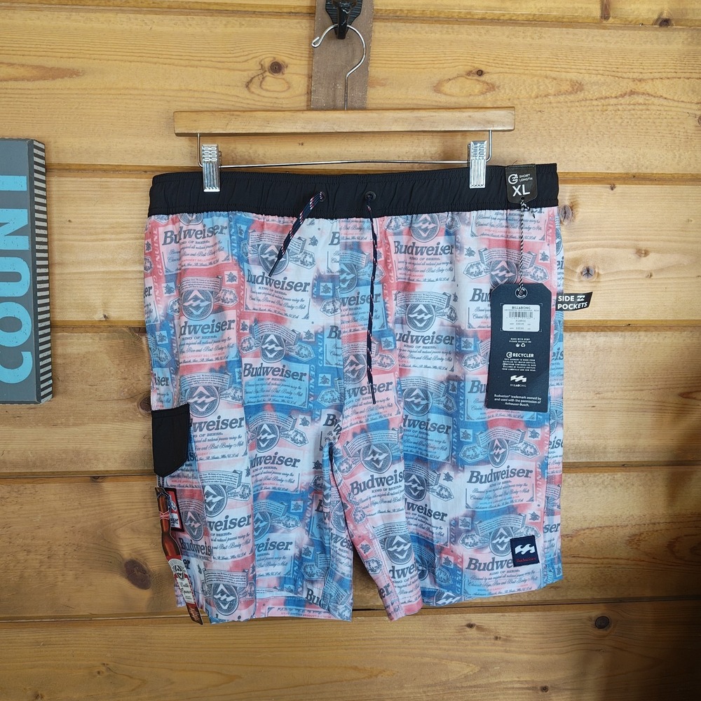 BILLABONG Men's Elastic Boardshorts BUD Insignia Layback NWT XL w/ Bottle Opener